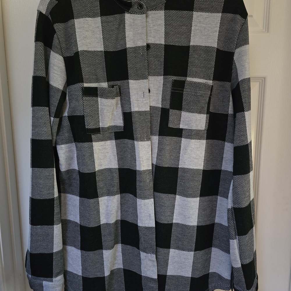 Plaid Black and Gray Women's Cardigan